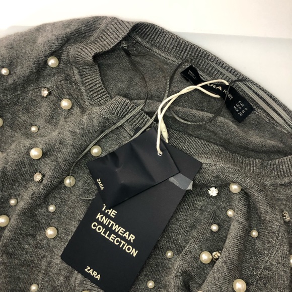 NWT Zara Knit Pearl Sweater - Picture 5 of 5